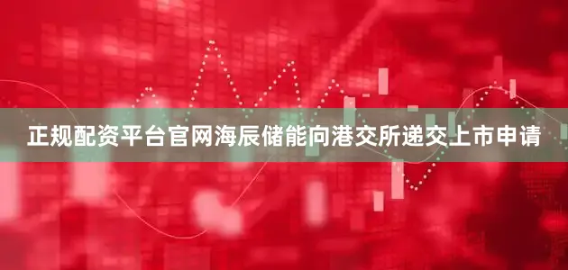 正规配资平台官网海辰储能向港交所递交上市申请